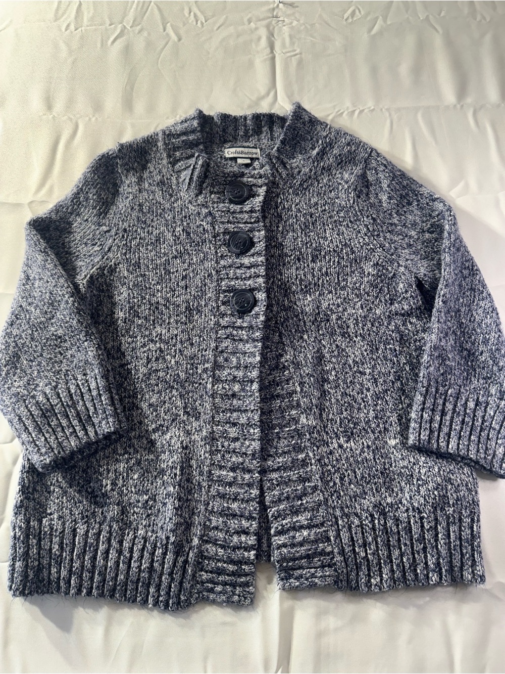 croft & barrow Small Grey Marled Button-Front Knit Cardigan